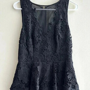 Betsy & Adam Lace Crochet Peplum Dress with Black Pencil Skirt, Size 10